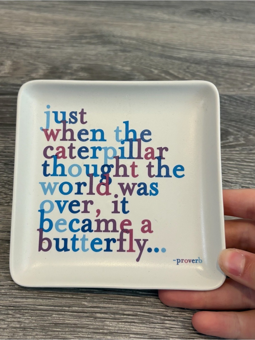 Ceramic Quote Tray with Blue & Purple Typography